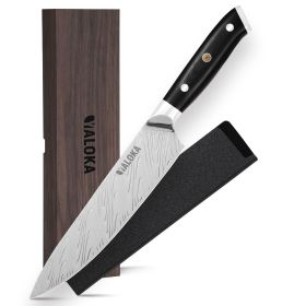 8 Inch Chef Knife Japanese Chef's Knife 7Cr17MoV High Carbon Steel Japanese Knife Full Tang G10 Handle Black Titanium Coated Blade Professional C (size: Silver Waves Blade)